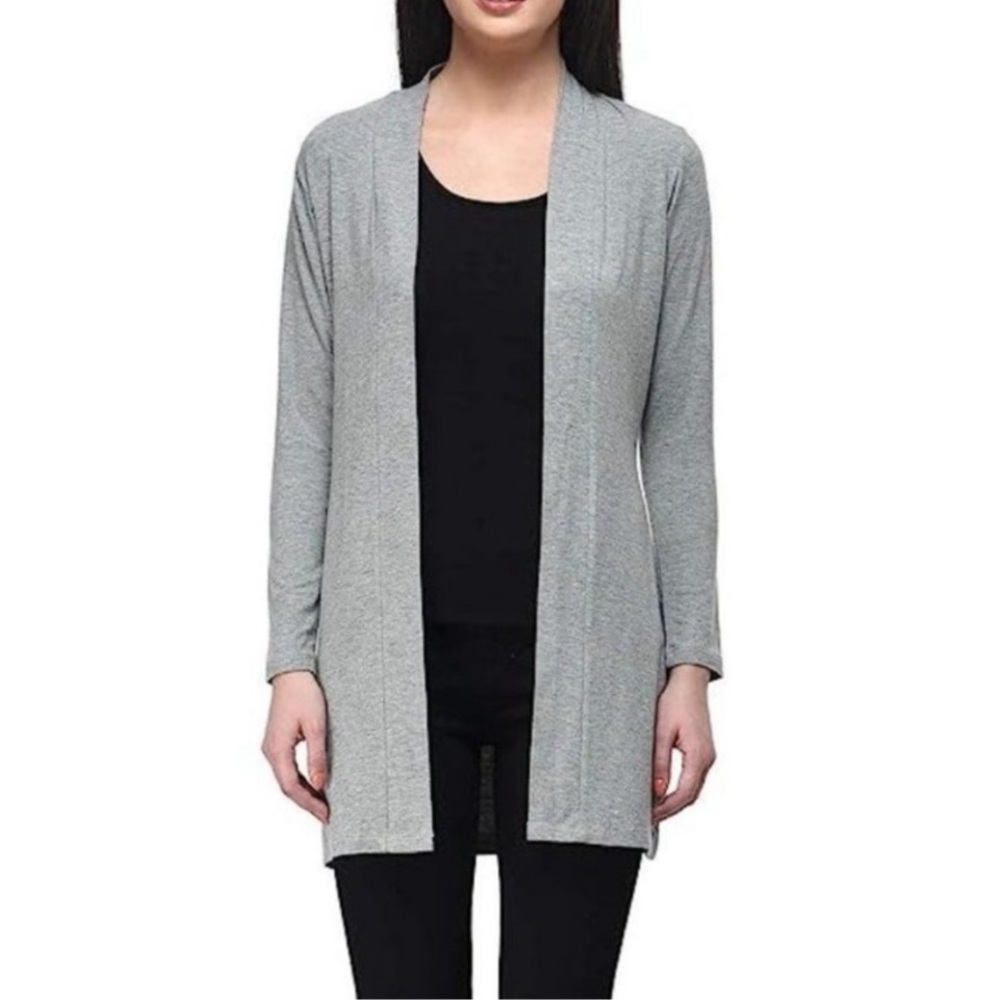 Eileen Fisher Long Line Wool Blend Open Cardigan Size M.